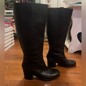 Marc Fisher Hydria Black Knee-High Leather Boots